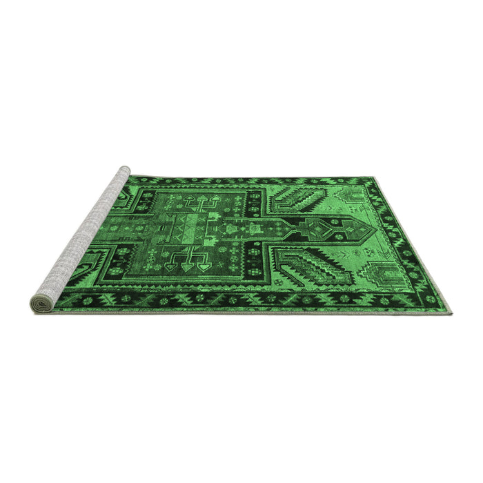 Sideview of Machine Washable Persian Emerald Green Traditional Area Rugs, wshtr279emgrn