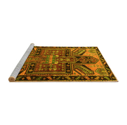 Sideview of Machine Washable Persian Yellow Traditional Rug, wshtr279yw