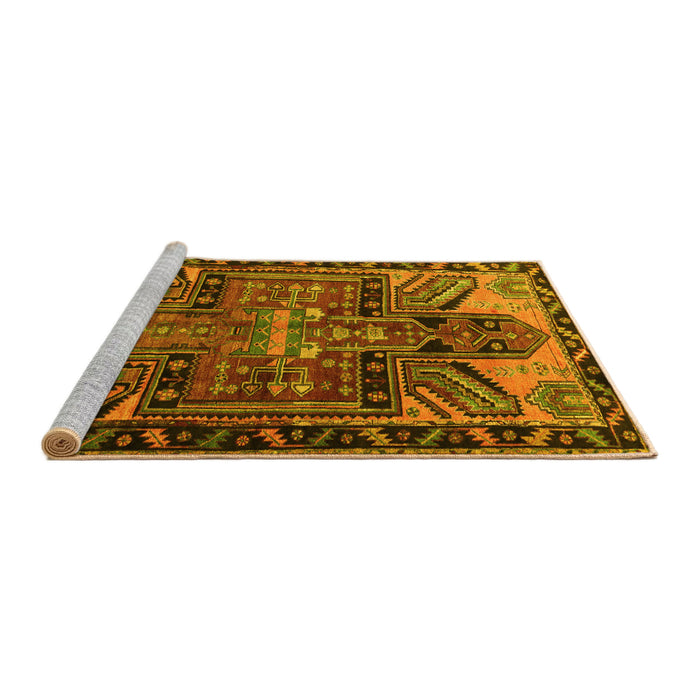 Sideview of Machine Washable Persian Yellow Traditional Rug, wshtr279yw