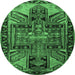 Round Persian Emerald Green Traditional Rug, tr279emgrn