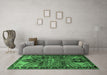 Machine Washable Persian Emerald Green Traditional Area Rugs in a Living Room,, wshtr279emgrn