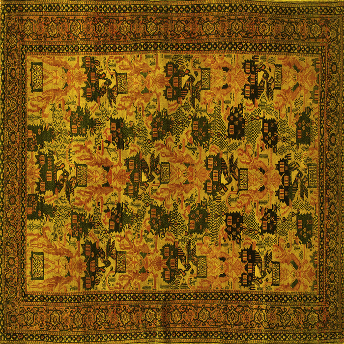 Square Machine Washable Animal Yellow Traditional Rug, wshtr27yw