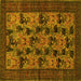 Square Machine Washable Animal Yellow Traditional Rug, wshtr27yw