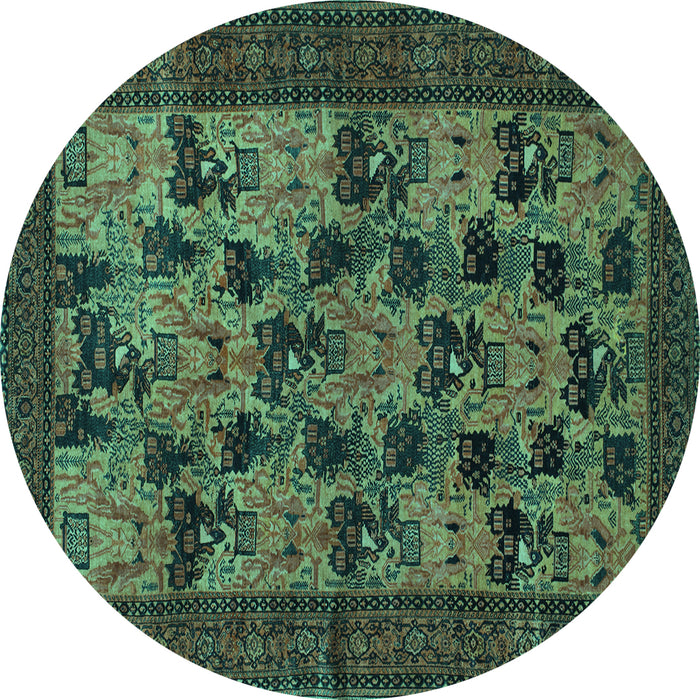 Round Machine Washable Animal Turquoise Traditional Area Rugs, wshtr27turq