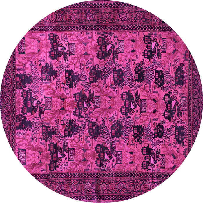 Round Machine Washable Animal Pink Traditional Rug, wshtr27pnk