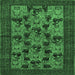 Square Animal Emerald Green Traditional Rug, tr27emgrn