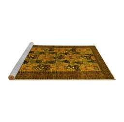 Sideview of Machine Washable Animal Yellow Traditional Rug, wshtr27yw