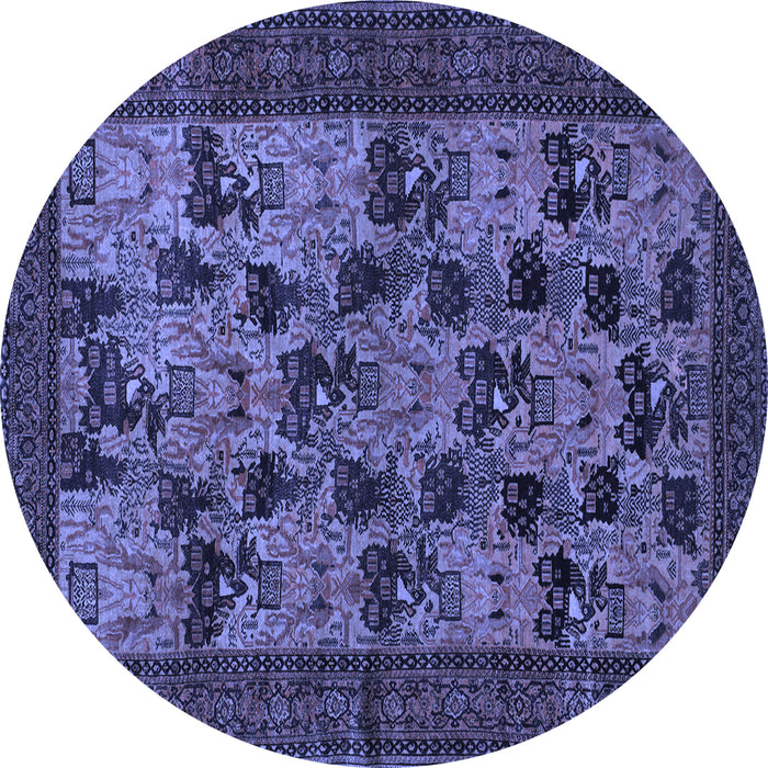 Round Machine Washable Animal Blue Traditional Rug, wshtr27blu