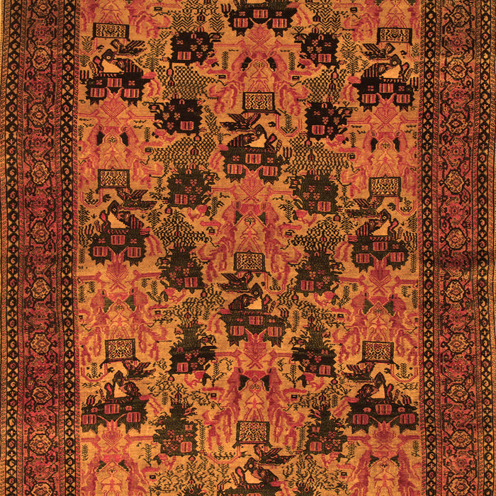 Serging Thickness of Machine Washable Animal Orange Traditional Area Rugs, wshtr27org