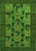 Serging Thickness of Machine Washable Animal Green Traditional Area Rugs, wshtr27grn