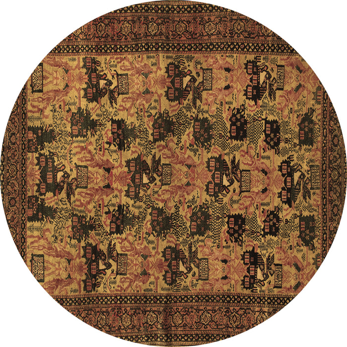 Round Machine Washable Animal Brown Traditional Rug, wshtr27brn