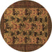 Round Machine Washable Animal Brown Traditional Rug, wshtr27brn