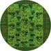 Square Animal Green Traditional Rug, tr27grn