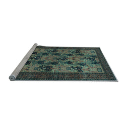 Sideview of Machine Washable Animal Light Blue Traditional Rug, wshtr27lblu