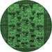 Round Animal Emerald Green Traditional Rug, tr27emgrn