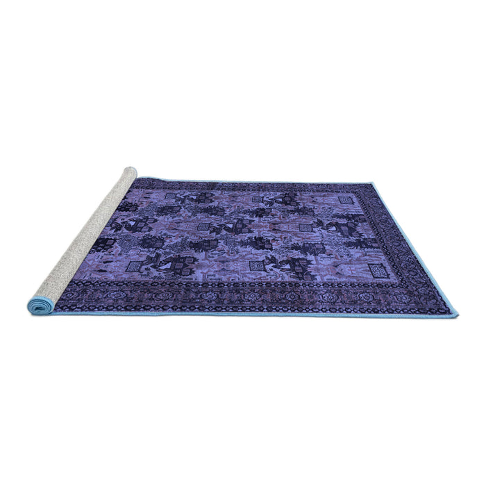 Sideview of Machine Washable Animal Blue Traditional Rug, wshtr27blu