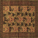 Square Animal Brown Traditional Rug, tr27brn