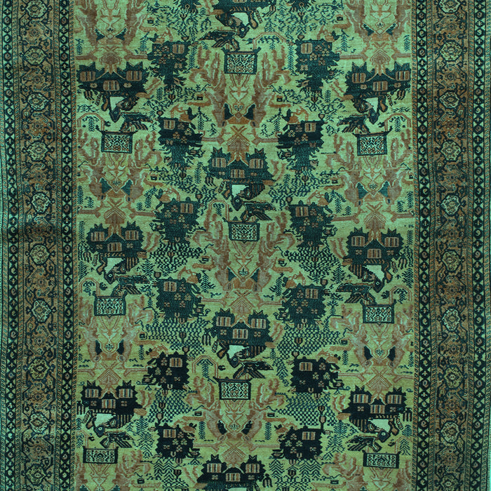 Machine Washable Animal Turquoise Traditional Area Rugs, wshtr27turq