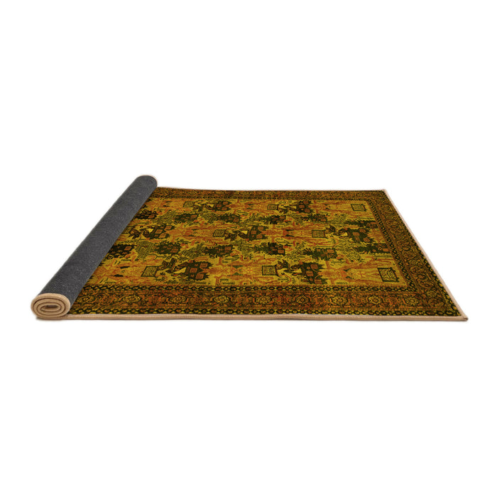 Sideview of Animal Yellow Traditional Rug, tr27yw