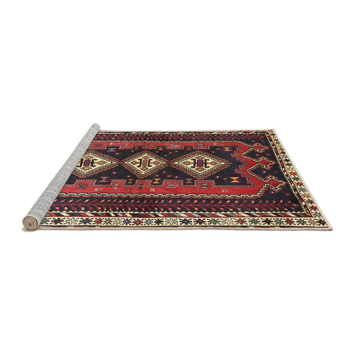 Sideview of Machine Washable Traditional Saffron Red Rug, wshtr280