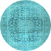 Round Persian Light Blue Traditional Rug, tr2800lblu