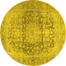 Round Persian Yellow Traditional Rug, tr2800yw