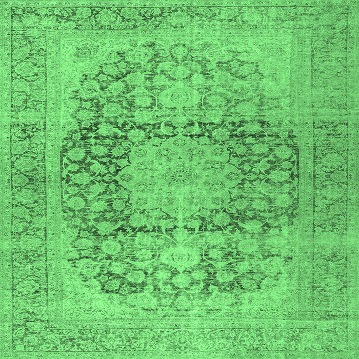 Square Machine Washable Persian Emerald Green Traditional Area Rugs, wshtr2800emgrn