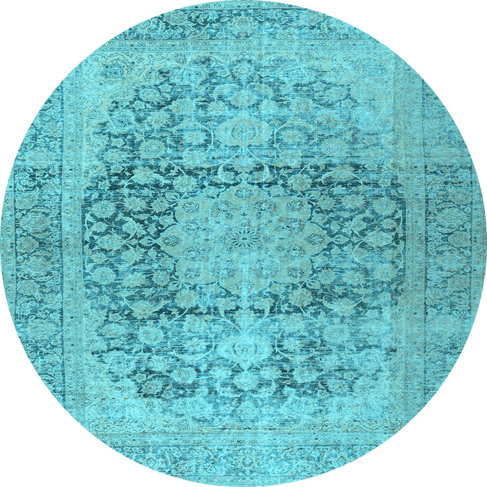 Round Machine Washable Persian Light Blue Traditional Rug, wshtr2800lblu