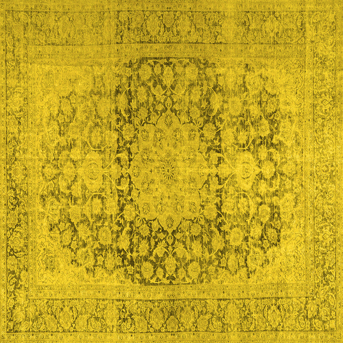 Square Machine Washable Persian Yellow Traditional Rug, wshtr2800yw