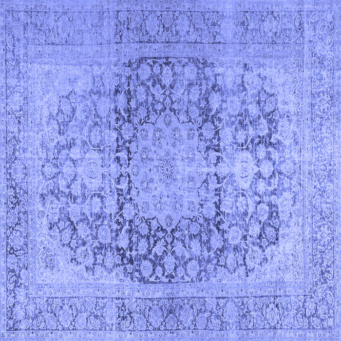 Square Machine Washable Persian Blue Traditional Rug, wshtr2800blu