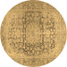 Round Persian Brown Traditional Rug, tr2800brn