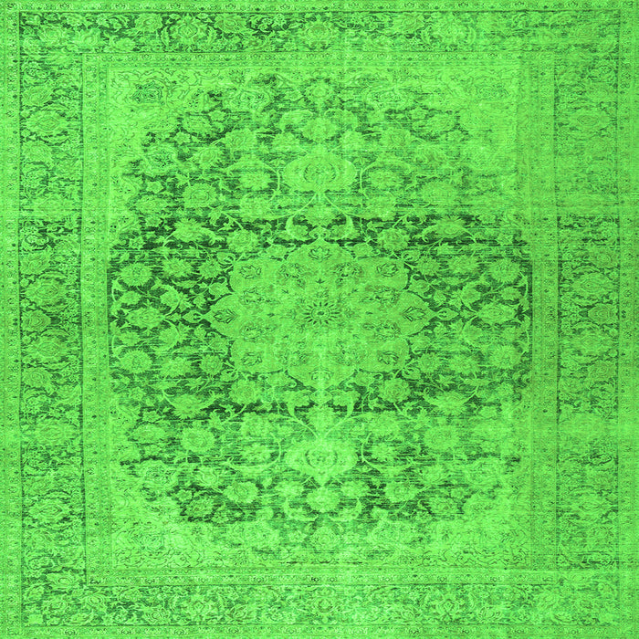 Round Machine Washable Persian Green Traditional Area Rugs, wshtr2800grn