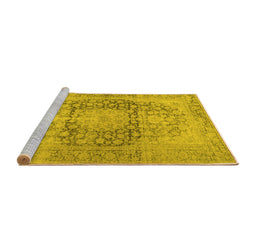 Sideview of Machine Washable Persian Yellow Traditional Rug, wshtr2800yw
