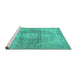 Sideview of Machine Washable Persian Turquoise Traditional Area Rugs, wshtr2800turq