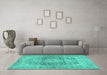 Machine Washable Persian Turquoise Traditional Area Rugs in a Living Room,, wshtr2800turq