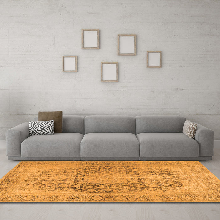 Machine Washable Persian Orange Traditional Area Rugs in a Living Room, wshtr2800org