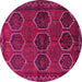 Round Machine Washable Persian Pink Traditional Rug, wshtr2801pnk