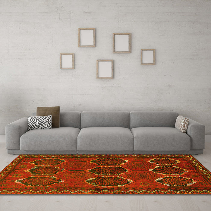 Machine Washable Persian Yellow Traditional Rug in a Living Room, wshtr2801yw