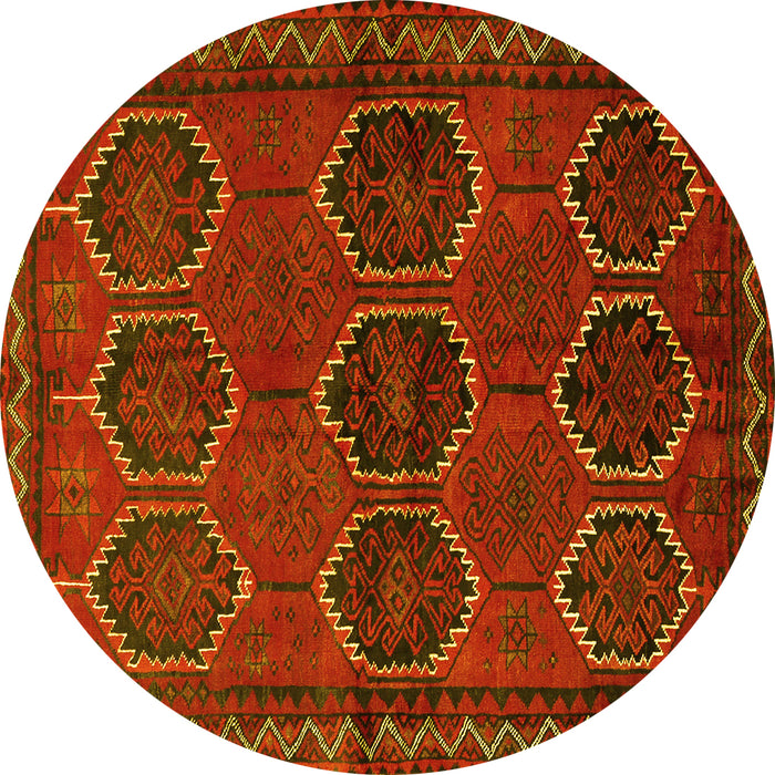 Round Persian Yellow Traditional Rug, tr2801yw