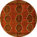 Round Persian Yellow Traditional Rug, tr2801yw
