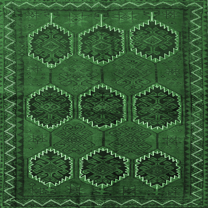 Square Persian Emerald Green Traditional Rug, tr2801emgrn