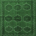 Square Machine Washable Persian Emerald Green Traditional Area Rugs, wshtr2801emgrn