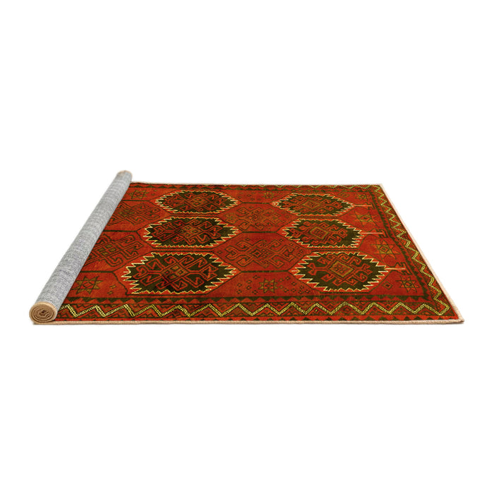 Sideview of Machine Washable Persian Yellow Traditional Rug, wshtr2801yw
