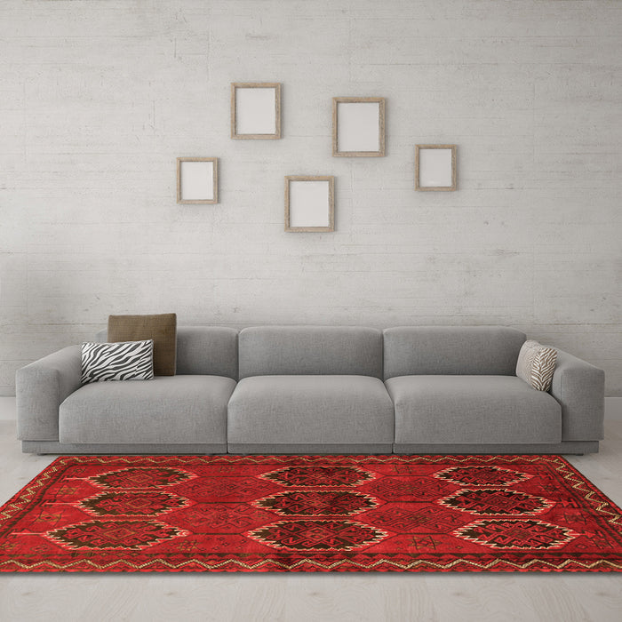 Machine Washable Persian Orange Traditional Area Rugs in a Living Room, wshtr2801org
