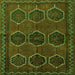 Round Machine Washable Persian Green Traditional Area Rugs, wshtr2801grn