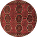 Round Persian Brown Traditional Rug, tr2801brn