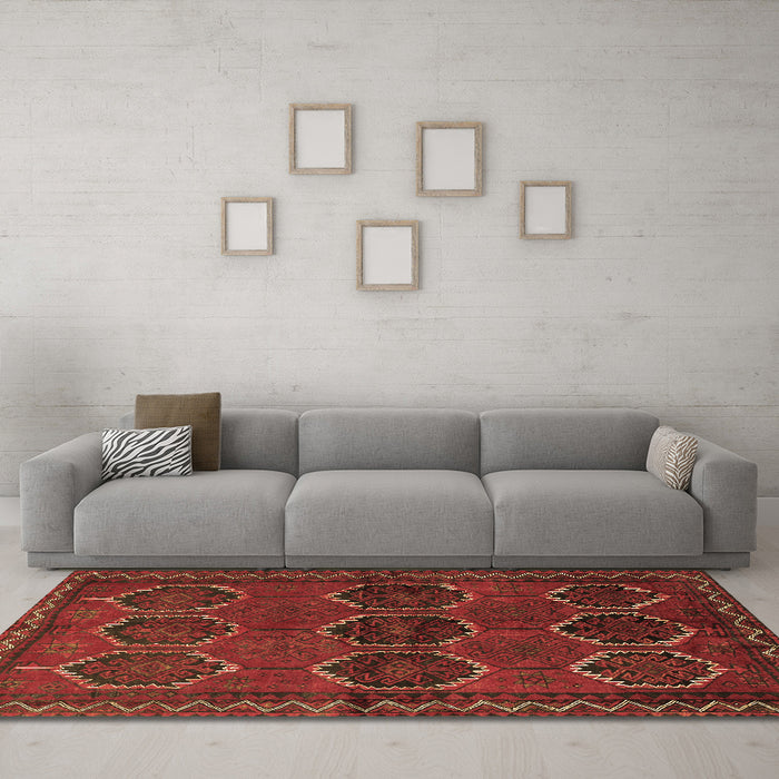 Machine Washable Persian Brown Traditional Rug in a Living Room,, wshtr2801brn