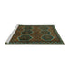 Sideview of Machine Washable Persian Turquoise Traditional Area Rugs, wshtr2801turq