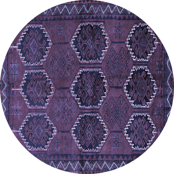 Round Machine Washable Persian Blue Traditional Rug, wshtr2801blu