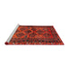 Sideview of Machine Washable Traditional Brown Red Rug, wshtr2802